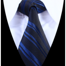stropdas zwart met donkerblauw streep
